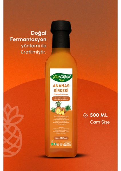 Enginar Ananas Elma Sirkesi İçilebilir Doğal 3'lü Set 3 x 500 ml