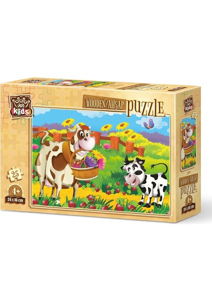 Romantik Inek 25 Parça Ahşap Çocuk Puzzle