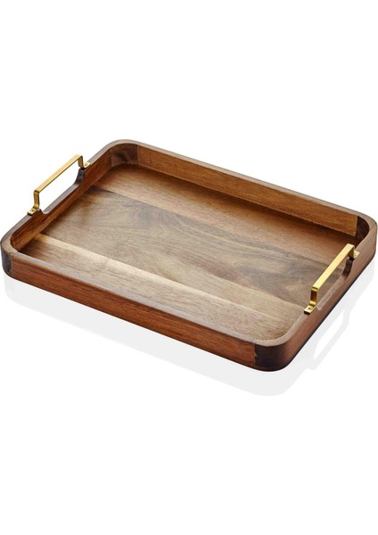 NTR0005 Natura Metal Kollu Akasya Tepsi 38X28 cm fiyatları
