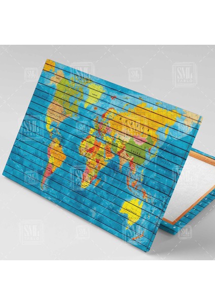 Dünya Haritası Kıtalar Harita Ülkeler Okyanuslar Yatay Kanvas Tablo fiyatları