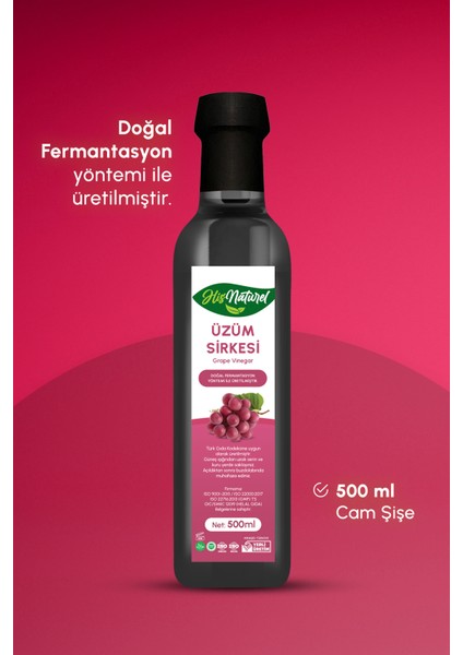 Organik Yıllanmış Üzüm Sirkesi Doğal Fermantasyon 500 ml fiyatları