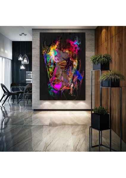 Renkli Kadın Yüzü Ev Ofis Hd Kalite Dekorasyon 009-E