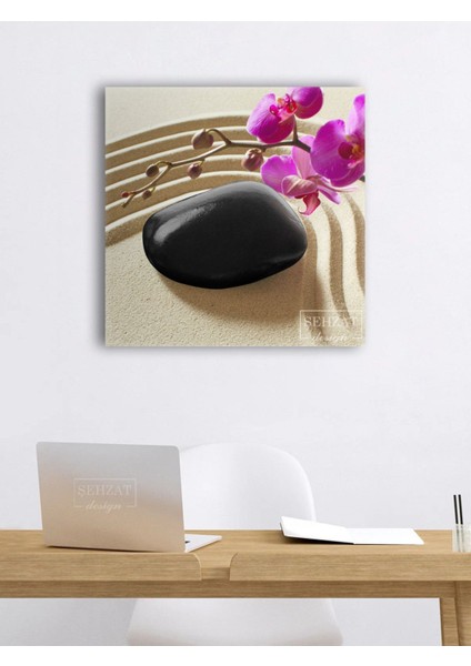 Exclusive Soyut Yağlıboya Görünümlü Orkide Çiçek Dekoratif Hd Baskı Kanvas Tablo