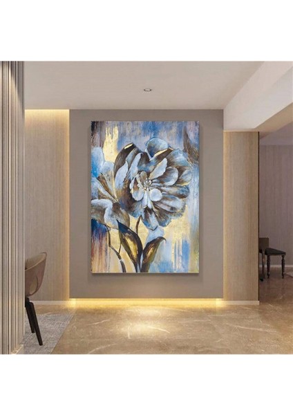 Yağlı Boya Görünümlü Petrol Çiçek Kanvas Gülen Tablo