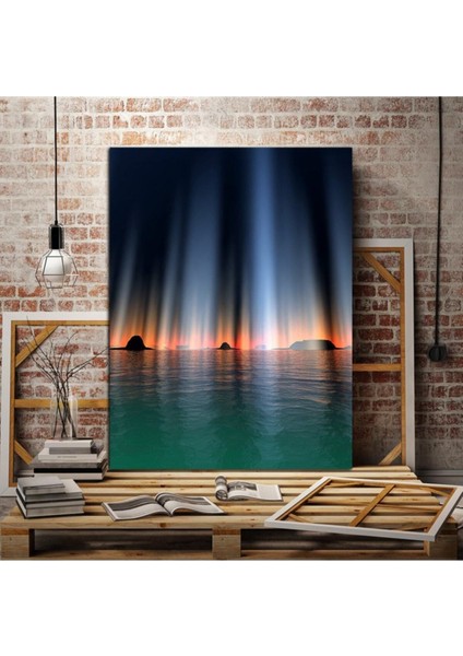 Kuzey Işıkları Manzaralı Hd Baskı Kanvas Tablo Mn1