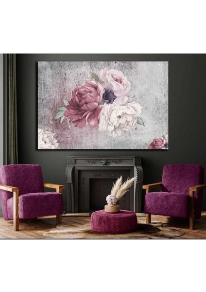 Yağlı Boya Görünümlü Çiçek Modelli Dekoratif Şık Hd Baskı Kanvas Tablo
