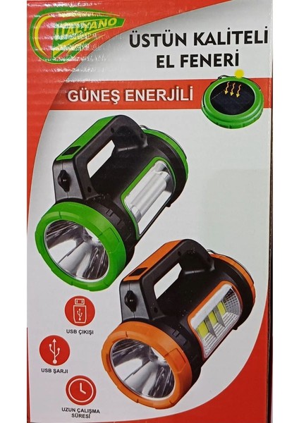 Şarjlı ve Güneş Enerjili Kamp El Feneri Yüksek Işık Şarjlı Güneş Enerjili 3W+15W Güneş Enerjili USB