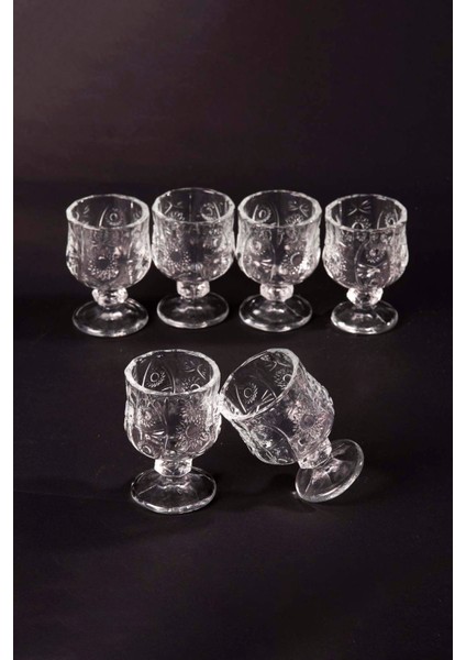 Ayaklı Kahve Yanı Bardağı Kristal Kesim Shot Bardak 7cm x 4 cm 6 Lı Set