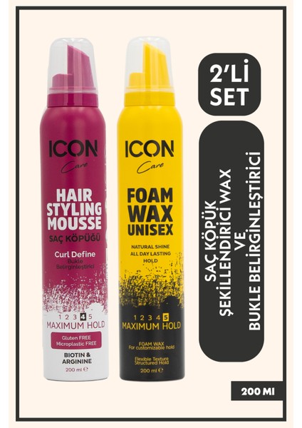 Saç Şekillendirici Köpük Curl Defıne - Wax 200 ml Maximum Hold 2'li Set