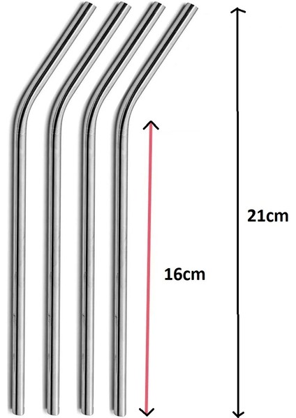 Çelik Pipet Paslanmaz Çelik Metal Meşrubat Pipeti ve Pipet Temizleme Fırçası Seti 5 Parça