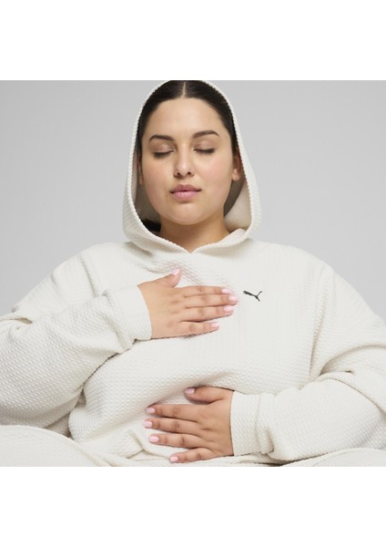 Q4 Studio Textured Kadın Beyaz Kapüşonlu Sweatshirt modelleri