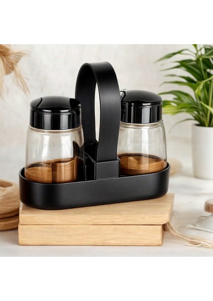 Tuzluk & Biberlik 2'li Tuzluk ve Biberlik Stantlı Tuzluk Karabiberlik Baharatlık Kapaklı Tuzluk Seti