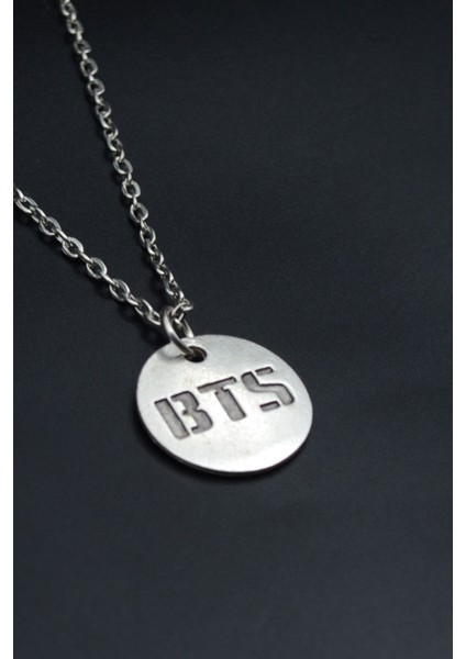 BTS Madalyon Gümüş Kaplama Unisex Düz Zincir Kolye kod 909