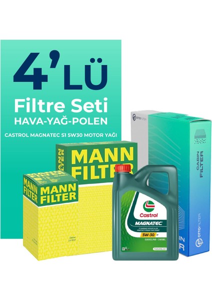 MANN Fiat Palio 1.3 Dizel Filtre Bakım Seti Castrol Motor Yağlı (2004-2012) 4 Lü