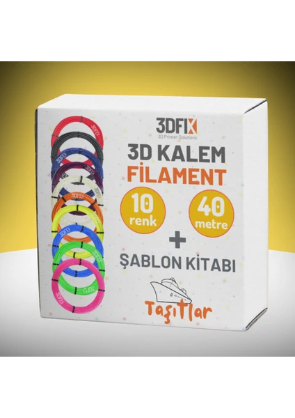 3D Kalem Filament + Taşıtlar Şablon Seti