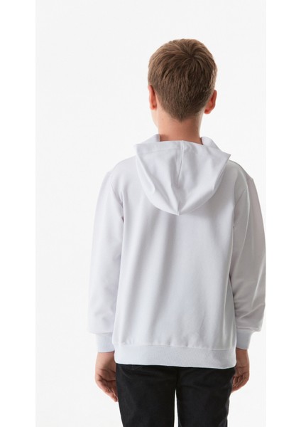 Ayıcık Baskılı Bisiklet Yaka Sweatshirt