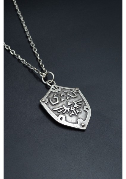 The Legend Of Zelda Kalkan Gümüş Kaplama Unisex Düz Zincir Kolye kod 750