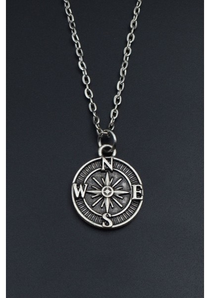 Minimal Pusula Gümüş Kaplama Unisex Düz Zincir Kolye kod 764 fiyatları