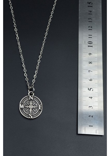 Minimal Pusula Gümüş Kaplama Unisex Düz Zincir Kolye kod 764 fırsatları