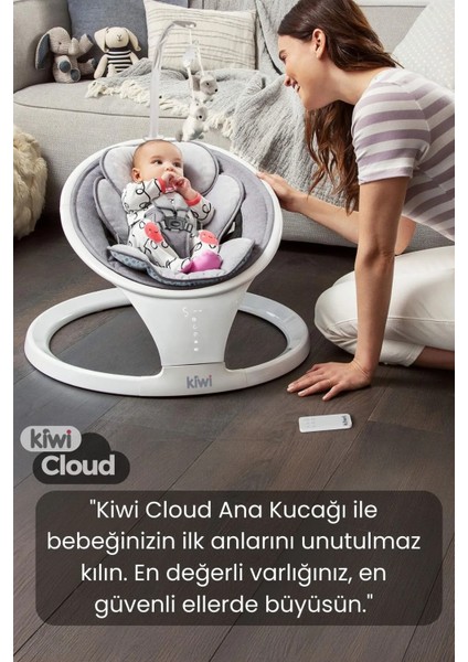 Cloud Otomatik Sallanan Anakucağı Bluetooth, Kumanda, Dokunmatik Ekran, Ultra Konforlu Kumaş