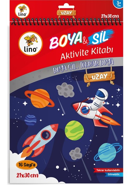 Lino Boyama Kitabı Boya & Sil Aktivite Uzay A4 Ebat (Silinebilir) BS-1005 1