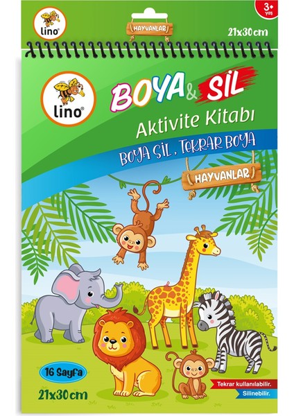 Lino Boyama Kitabı Boya & Sil Aktivite Hayvanlar A4 Ebat (Silinebilir) BS-1006 1