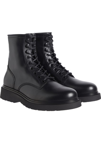 Calvin Klein Deri Siyah Erkek Bot Lace Up Boot W/ Zıp Lth