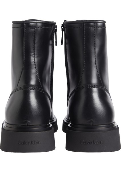 Calvin Klein Deri Siyah Erkek Bot Lace Up Boot W/ Zıp Lth