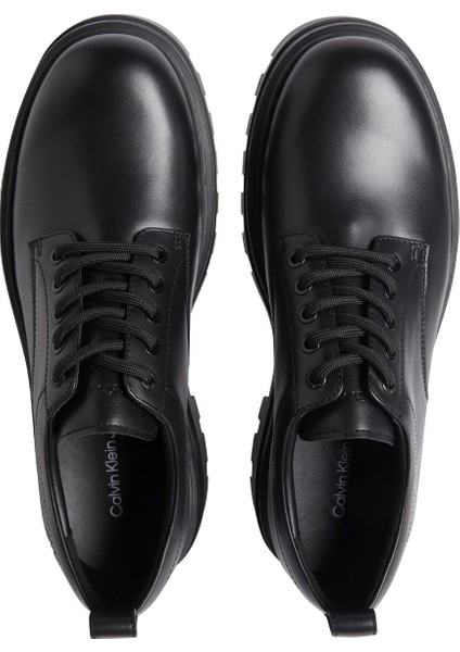 Calvin Klein Deri Siyah Erkek Günlük Ayakkabı Lugged Derby Shoe Lth