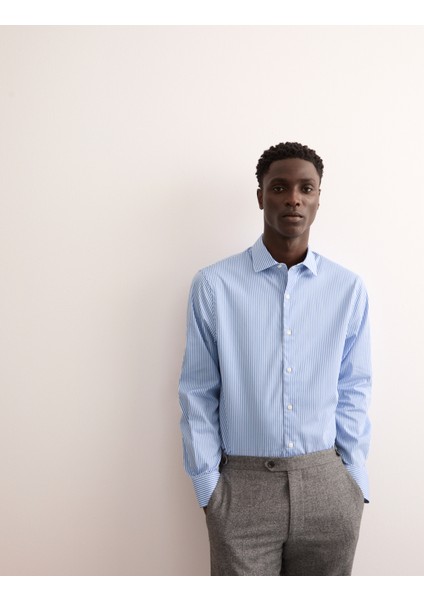 Saf Pamuklu Tailored Fit Uzun Kollu Gömlek