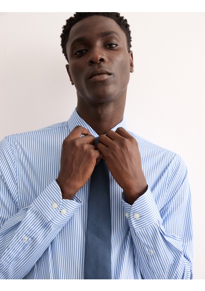 Saf Pamuklu Tailored Fit Uzun Kollu Gömlek