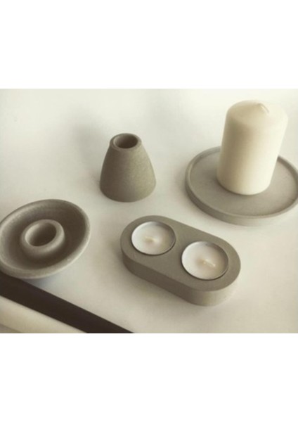 10CM Ikili Tealight Mumluk Silikon Kalıp K-1215