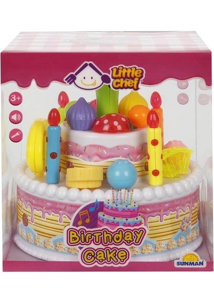 ve Işıklı Doğum Günü Pastası - Sarı Happy Birthday