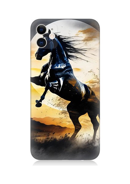 Apple iPhone 12 Uyumlu Şaha Kalkmış At Desenli Silikon Kılıf