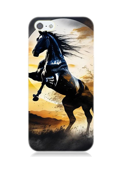 Apple iPhone 5 Uyumlu Şaha Kalkmış At Desenli Silikon Kılıf