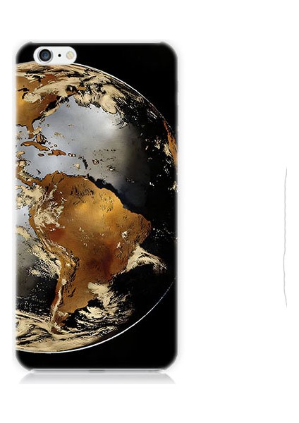 Apple iPhone 6 Uyumlu Altın Dünya Desenli Silikon Kılıf