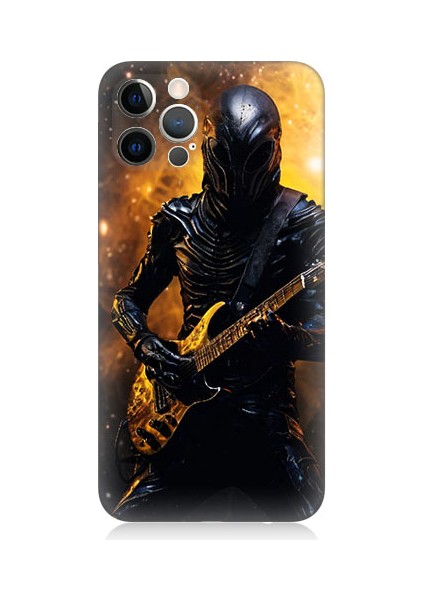Apple iPhone 12 Pro Max Uyumlu Gitar Savaşçısı Desenli Silikon Kılıf