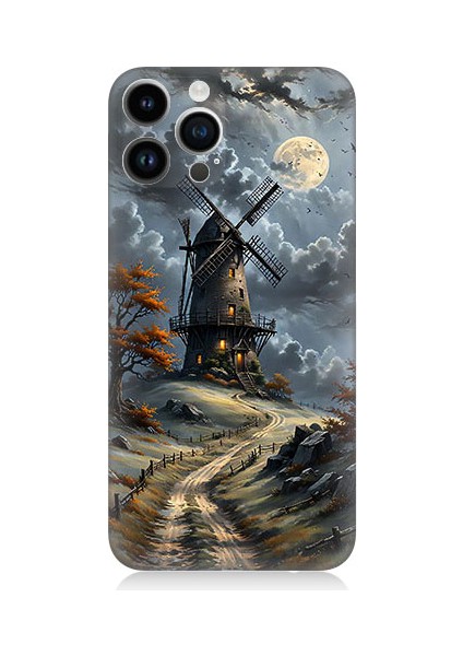 Apple iPhone 14 Pro Max Uyumlu Yel Değirmeni Desenli Silikon Kılıf