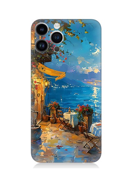 Apple iPhone 13 Pro Max Uyumlu Renkli Sahil Desenli Silikon Kılıf