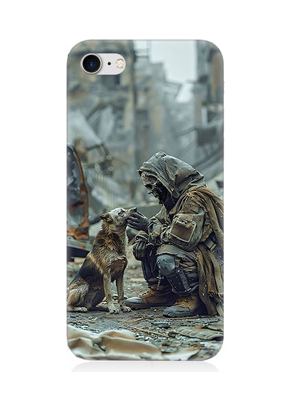 Apple iPhone 8 Uyumlu Köpek ve Adam Desenli Silikon Kılıf
