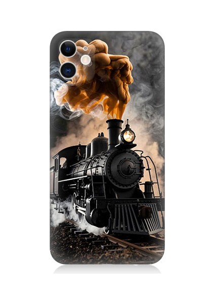 Apple iPhone 12 Uyumlu Kara Tren Desenli Silikon Kılıf