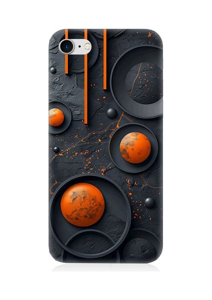 Apple iPhone 7 Uyumlu Turuncu Desen Desenli Silikon Kılıf