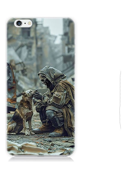 Apple iPhone 6 Uyumlu Köpek ve Adam Desenli Silikon Kılıf