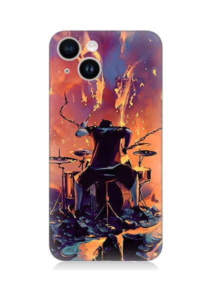 Apple iPhone 13 Uyumlu Alevli Bateri Desenli Silikon Kılıf