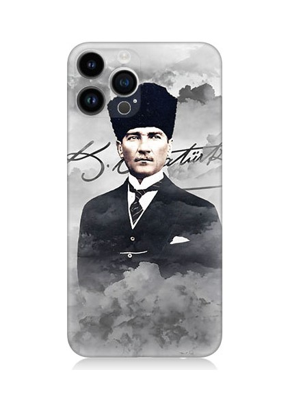 Apple iPhone 13 Pro Max Uyumlu Atatürk Portresi Desenli Silikon Kılıf