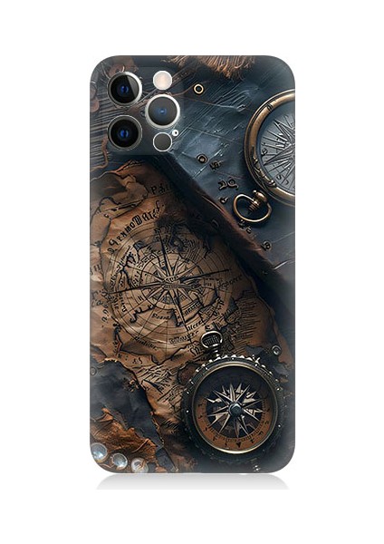 Apple iPhone 12 Pro Max Uyumlu Eski Harita Desenli Silikon Kılıf