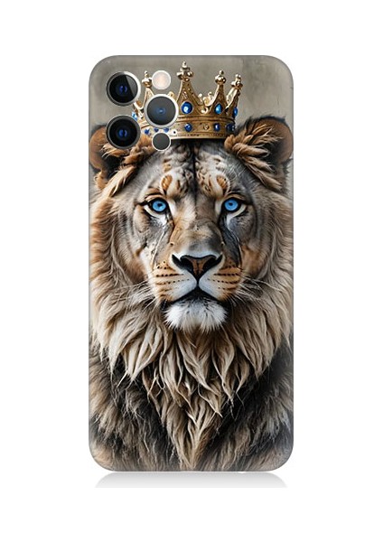 Apple iPhone 12 Pro Max Uyumlu Taçlı Aslan Desenli Silikon Kılıf