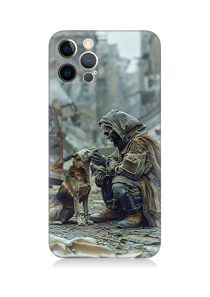 Apple iPhone 12 Pro Uyumlu Köpek ve Adam Desenli Silikon Kılıf