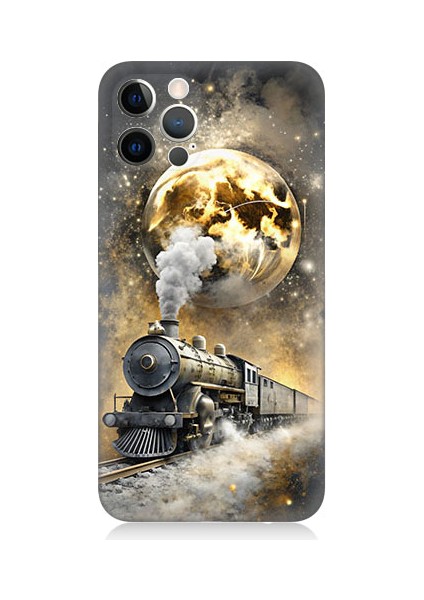 Apple iPhone 12 Pro Max Uyumlu Buharlı Tren Desenli Silikon Kılıf