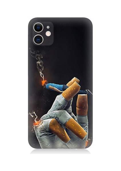 Apple iPhone 11 Uyumlu Sigara Tutucu Desenli Silikon Kılıf